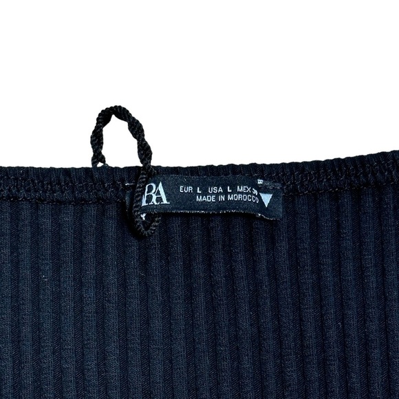 Zara Black Ribbed Knit Short Sleeve Midi Dress Women’s US L - Picture 6 of 9